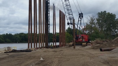 building heavy lift pad along the water